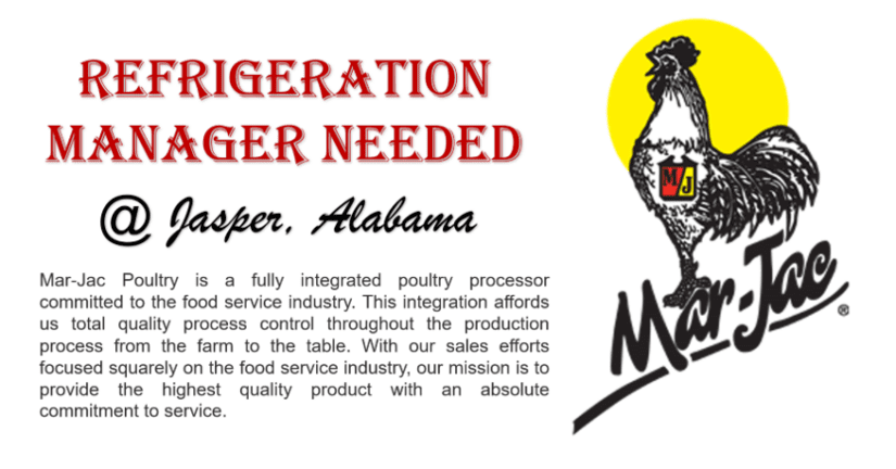 Refrigeration Manager Job @ Alabama