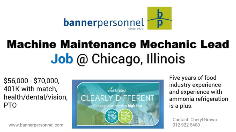 Machine Maintenance Mechanic Lead Job @ Chicago