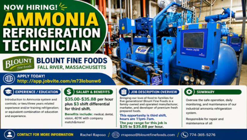 Ammonia Refrigeration Technician Job – Massachusetts