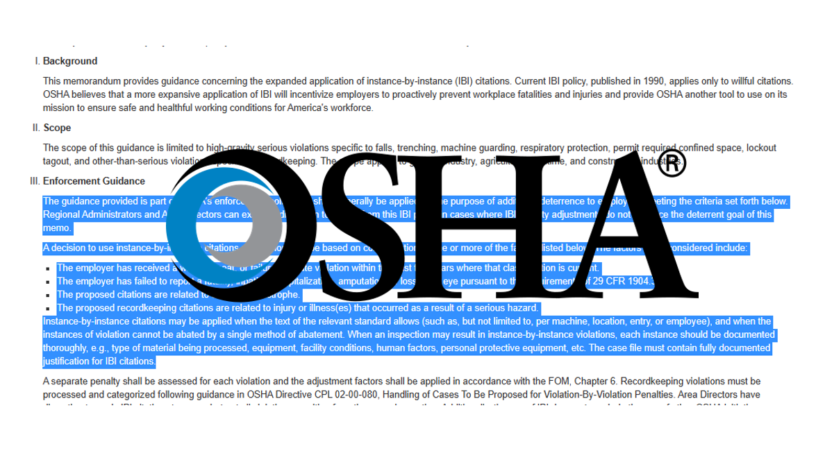 New OSHA Citation Guidance – Instance by Instance